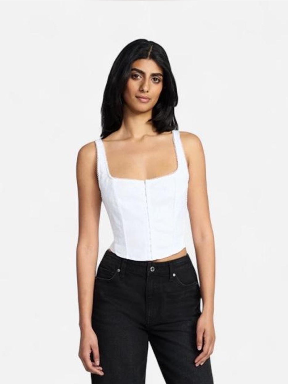 Madden NYC White Square-Neck Corset Tank Top White Lace Size M NWT